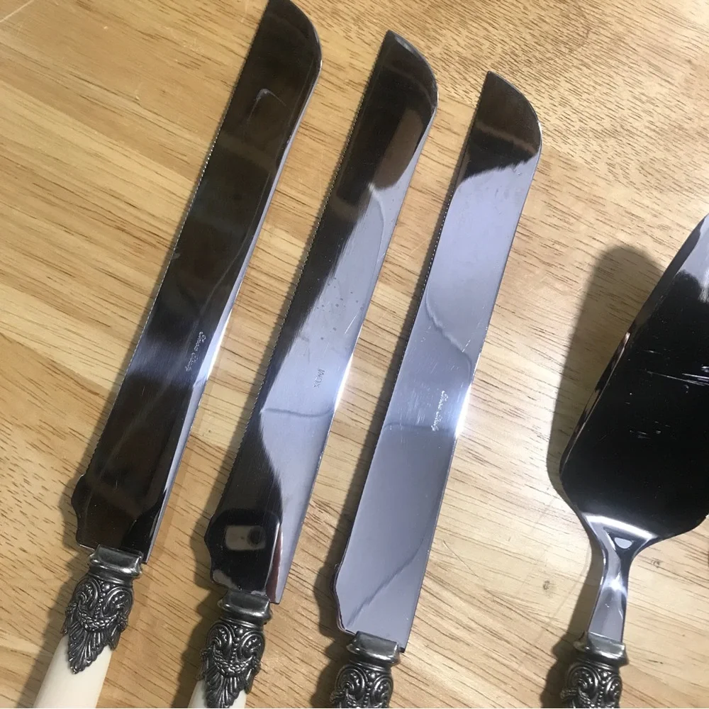 Vintage Inox 18/10 Italy Napoleon Ivory Large Serving Knife & Server Set Of 3